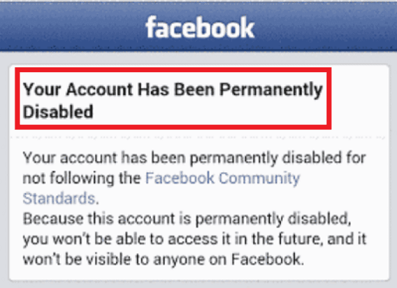 Facebook  Permanent Disabling